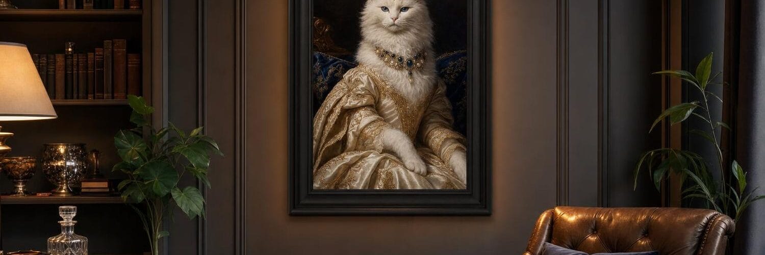 Portrait d’art personnalisé imprimé et encadré, accroché au mur